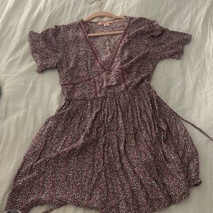 Band of Gypsies Purple Floral Midi Dress